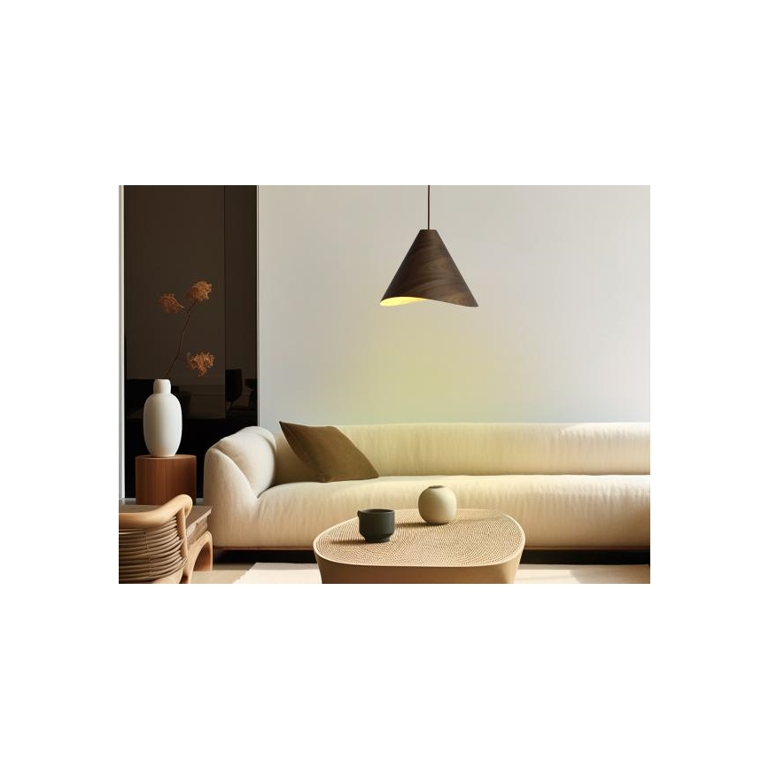 Houten hanglamp aan snoer 1xE27/60W/230V Ø 33 cm massief/walnoot/rubberhout