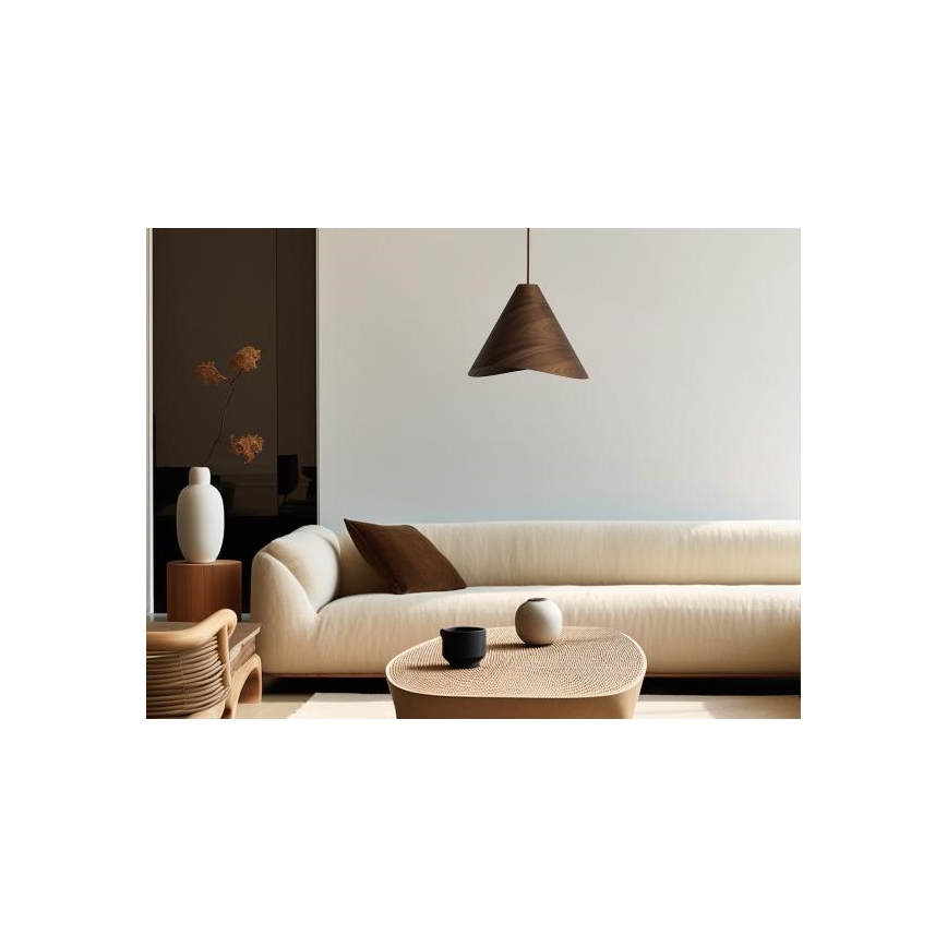 Houten hanglamp aan snoer 1xE27/60W/230V Ø 33 cm massief/walnoot/rubberhout