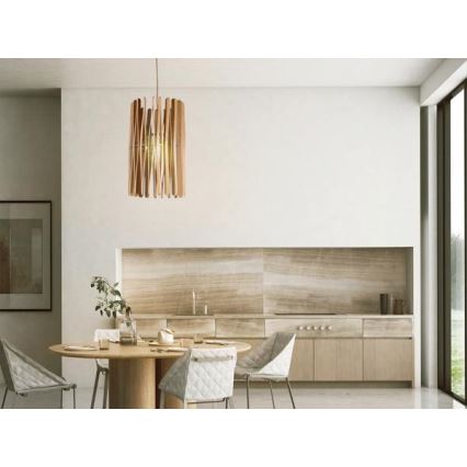 Houten hanglamp aan snoer 1xE27/60W/230V Ø 38 cm massief/essen/rubberhout