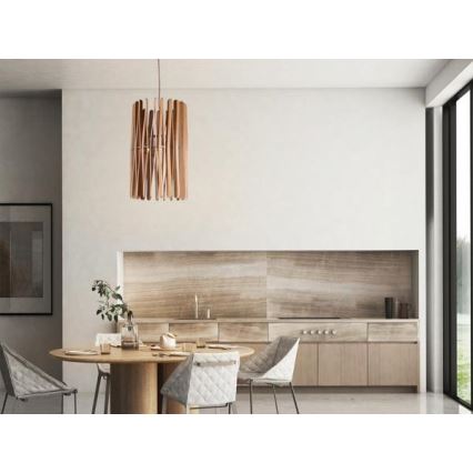 Houten hanglamp aan snoer 1xE27/60W/230V Ø 38 cm massief/essen/rubberhout