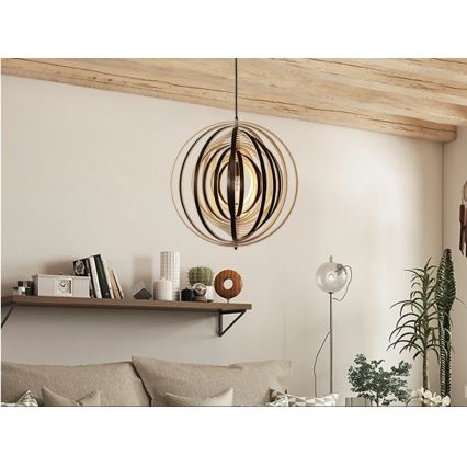 Houten hanglamp aan snoer 1xE27/60W/230V Ø 50 cm massief hout/fineer/rubberhout