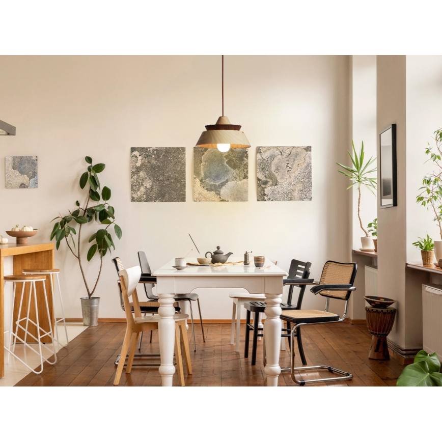 Houten hanglamp met kabel 1xE27/60W/230V Ø 33 cm massief/eiken/notenhout/rubberhout