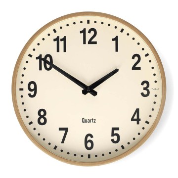 Houten wandklok Ø 30,8 cm, 1x AA-batterij