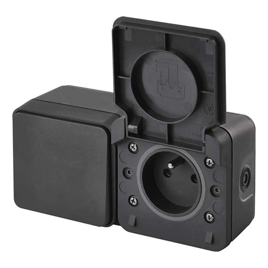 Huis schakelaar afwisselend met stopcontact 250V/16A IP55