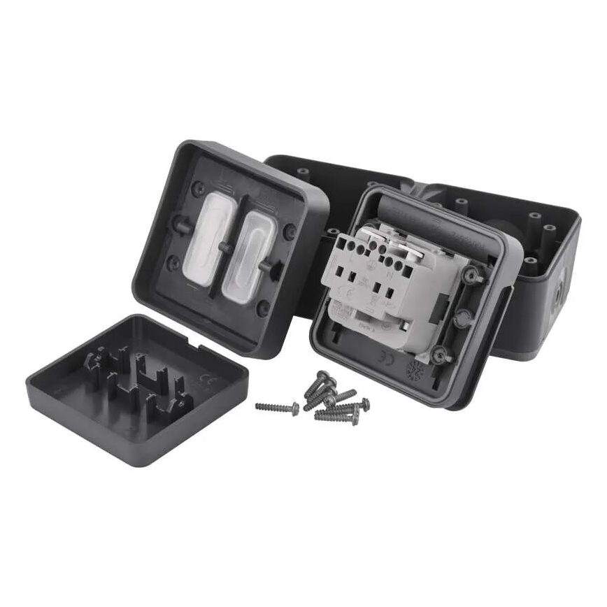 Huis schakelaar afwisselend met stopcontact 250V/16A IP55