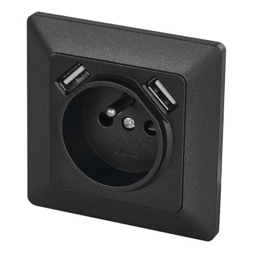 Huis stopcontact met USB 250V/16A antraciet