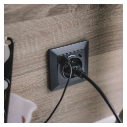 Huishoudelijke wandcontactdoos met USB-A+USB-C, Frans, 250V/16A, antraciet