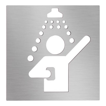 Icoon Douche 12x12 cm roestvrij staal/zilver