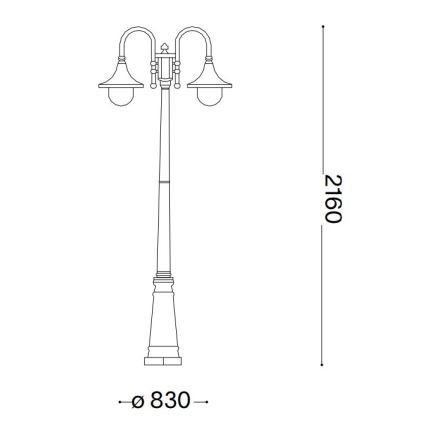 Ideal Lux - Buitenlamp CIMA 2xE27/52W/230V 216 cm IP43 bruin
