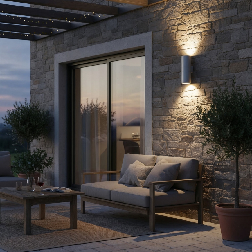 Ideal Lux - Buitenwandlamp GUN 1xE27/60W/230V 31 cm IP54 grijs