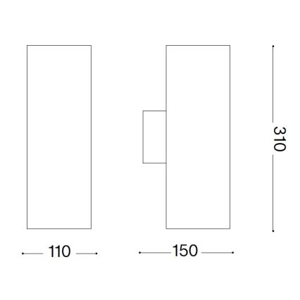 Ideal Lux - Buitenwandlamp GUN 1xE27/60W/230V 31 cm IP54 grijs