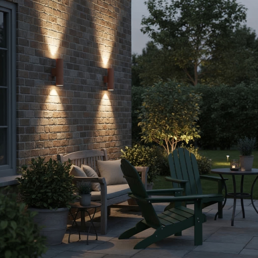 Ideal Lux - Buitenwandlamp GUN 1xGU10/35W/230V 21 cm IP44 bruin