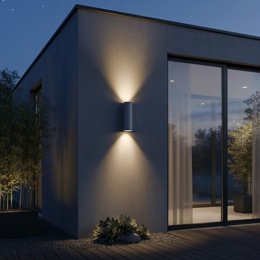 Ideal Lux - Buitenwandlamp GUN 1xGU10/35W/230V 21 cm IP44 grijs