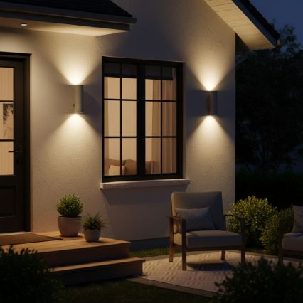 Ideal Lux - Buitenwandlamp GUN 1xGU10/35W/230V 21 cm IP44 grijs