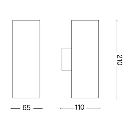 Ideal Lux - Buitenwandlamp GUN 1xGU10/35W/230V 21 cm IP44 grijs