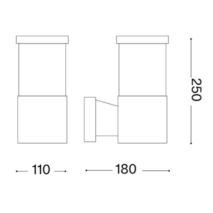 Ideal Lux - Buitenwandlamp TRONCO 1xE27/42W/230V IP44 zwart