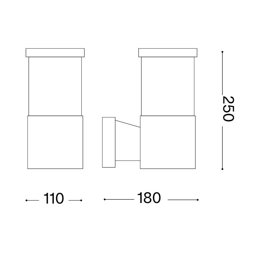 Ideal Lux - Buitenwandlamp TRONCO 1xE27/42W/230V IP44 zwart