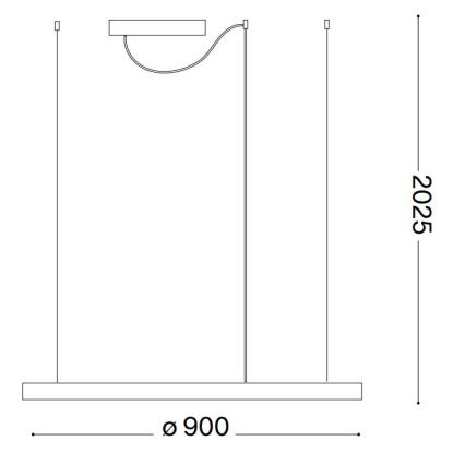 Ideal Lux - Dimbare LED hanglamp aan een koord ORACLE SLIM LED/42W/230V 4000K diameter 90 cm CRI 90 zwart