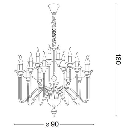Ideal Lux - Hanglamp aan een ketting ARTU 16xE14/40W/230V diameter 90 cm glanzend chroom