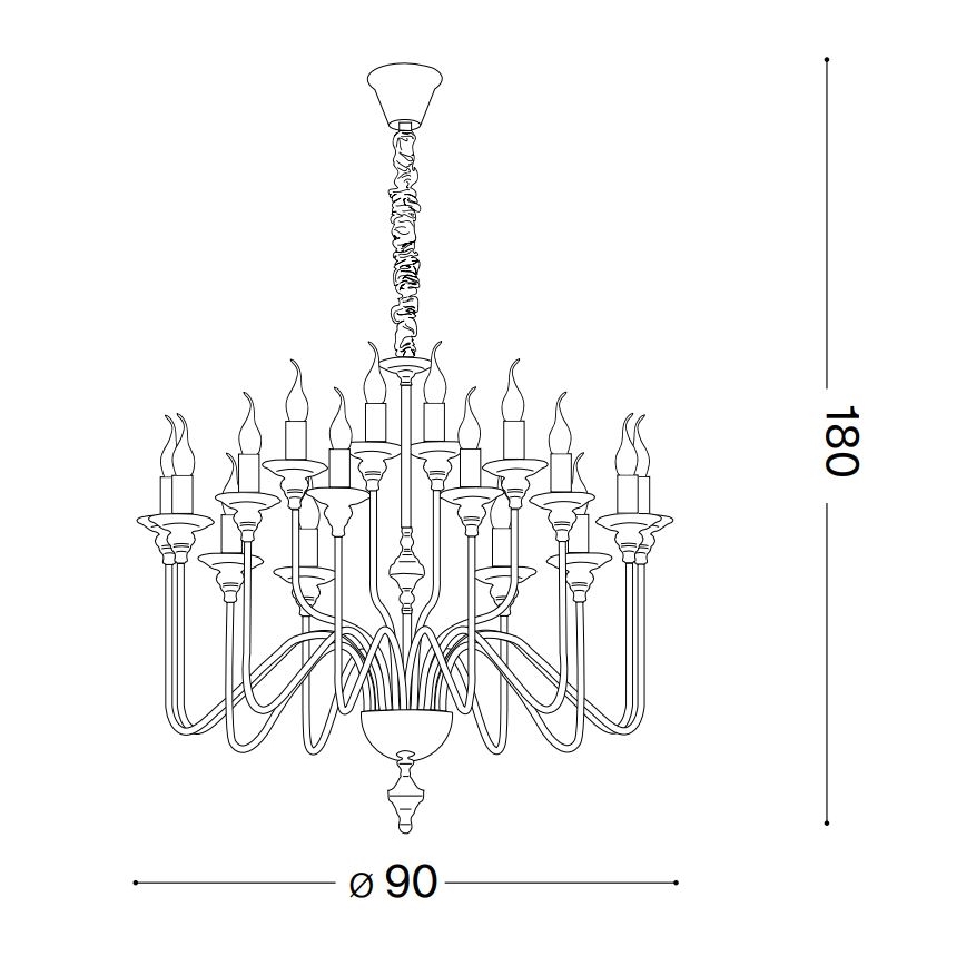 Ideal Lux - Hanglamp aan een ketting ARTU 16xE14/40W/230V diameter 90 cm glanzend chroom