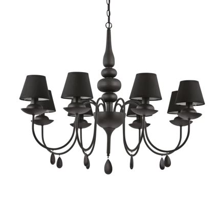 Ideal Lux - Hanglamp aan een ketting BLANCHE 8xE14/40W/230V diameter 92 cm zwart