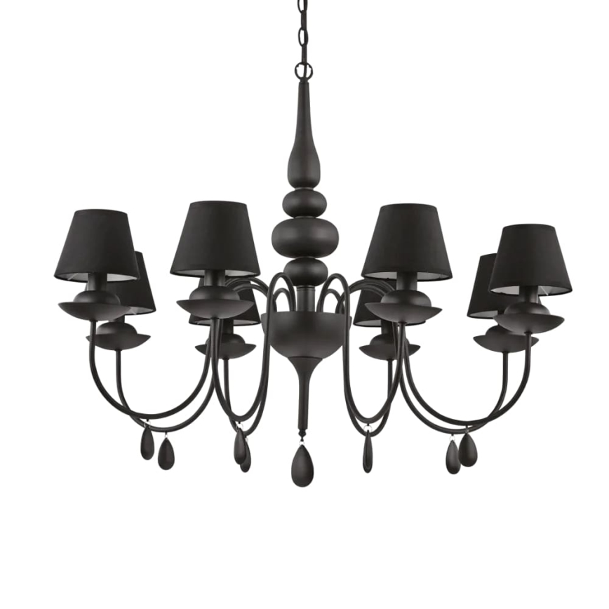 Ideal Lux - Hanglamp aan een ketting BLANCHE 8xE14/40W/230V diameter 92 cm zwart