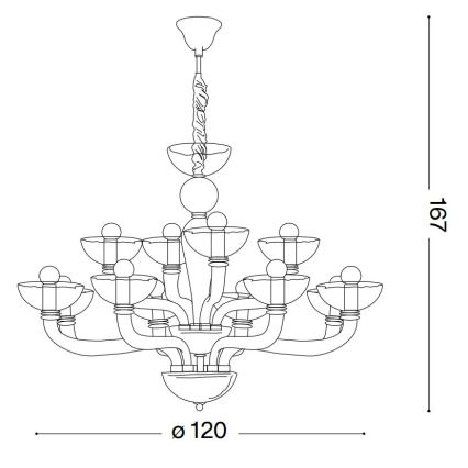 Ideal Lux - Hanglamp aan een ketting CASANOVA 16xE14/40W/230V diameter 120 cm grijs