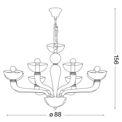 Ideal Lux - Hanglamp aan een ketting CASANOVA 8xE14/40W/230V diameter 88 cm grijs