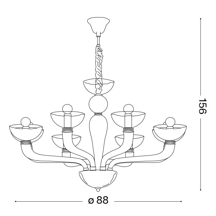 Ideal Lux - Hanglamp aan een ketting CASANOVA 8xE14/40W/230V diameter 88 cm grijs