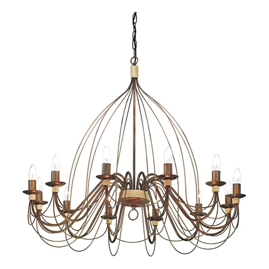 Ideal Lux - Hanglamp aan een ketting CORTE 12xE14/40W/230V diameter 95 cm koper