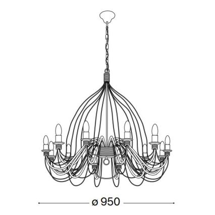 Ideal Lux - Hanglamp aan een ketting CORTE 12xE14/40W/230V diameter 95 cm koper