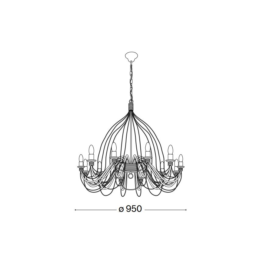 Ideal Lux - Hanglamp aan een ketting CORTE 12xE14/40W/230V diameter 95 cm koper
