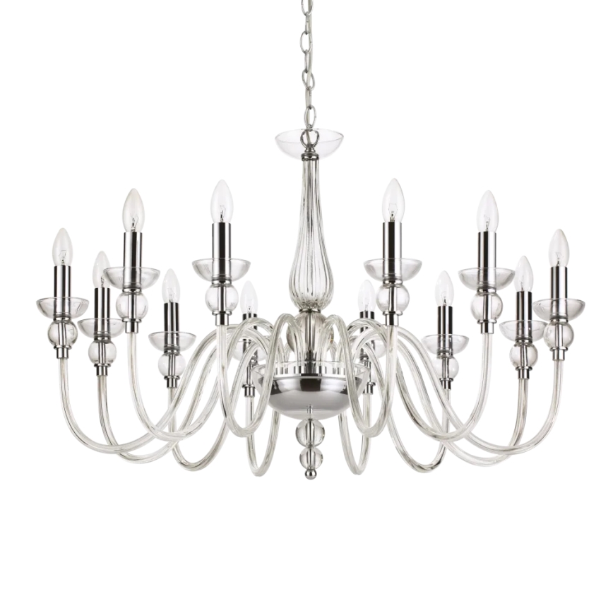 Ideal Lux - Hanglamp aan een ketting DOGE 12xE14/40W/230V diameter 91 cm glanzend chroom
