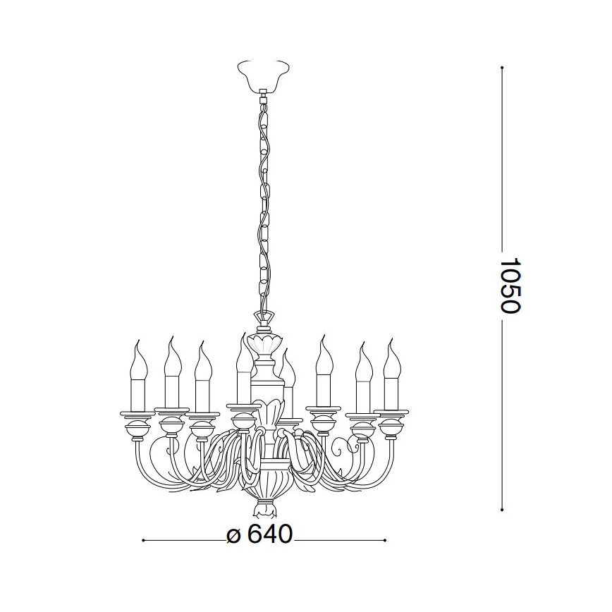 Ideal Lux - Hanglamp aan een ketting FIRENZE 8xE14/40W/230V diameter 64 cm wit/goud