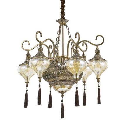 Ideal Lux - Hanglamp aan een ketting HAREM 9xE27/60W/230V diameter 75 cm messing