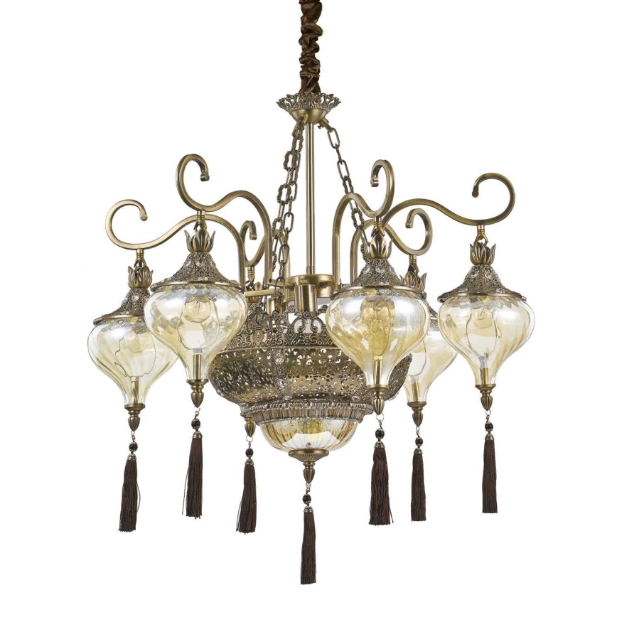 Ideal Lux - Hanglamp aan een ketting HAREM 9xE27/60W/230V diameter 75 cm messing