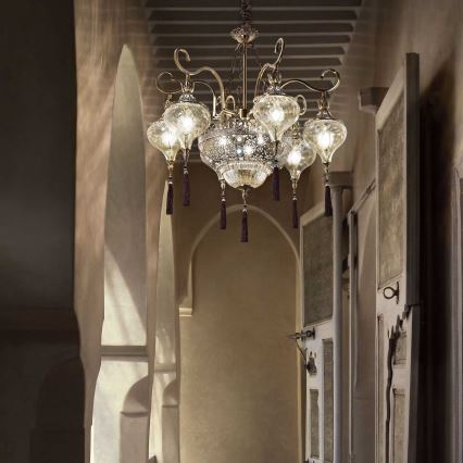 Ideal Lux - Hanglamp aan een ketting HAREM 9xE27/60W/230V diameter 75 cm messing