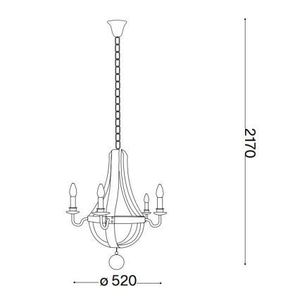 Ideal Lux - Hanglamp aan een ketting MILLENNIUM 5xE14/40W/230V diameter 52 cm Berk/bruin