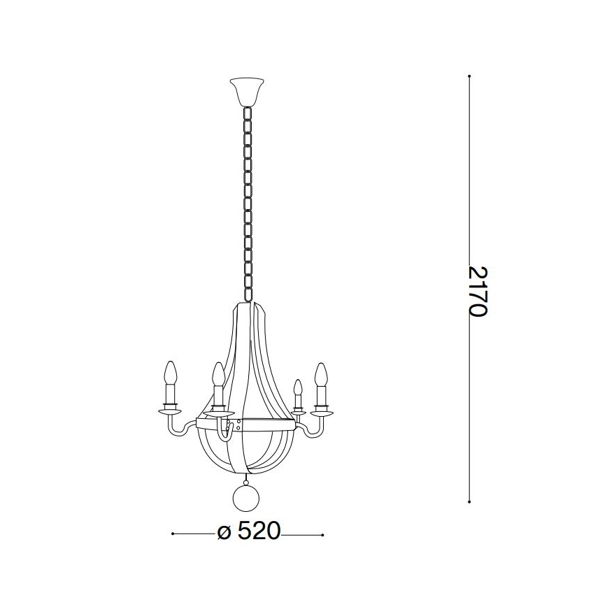 Ideal Lux - Hanglamp aan een ketting MILLENNIUM 5xE14/40W/230V diameter 52 cm Berk/bruin