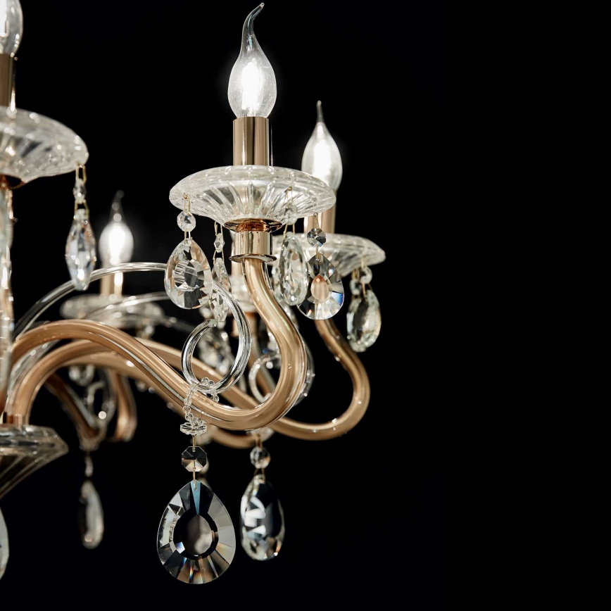 Ideal Lux - Kristallen hanglamp aan een ketting NEGRESCO 10xE14/28W/230V diameter 85 cm goud