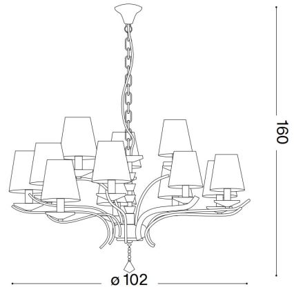 Ideal Lux - Kristallen hanglamp aan een ketting PEGASO 12xE14/28W/230V diameter 102 cm goud