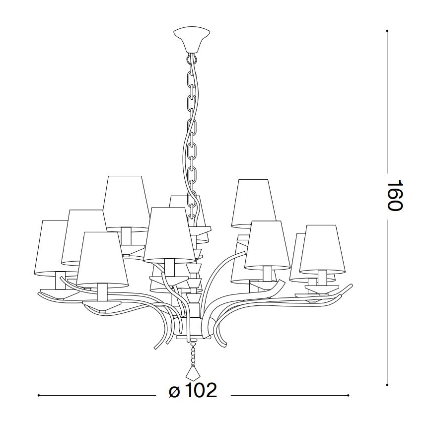 Ideal Lux - Kristallen hanglamp aan een ketting PEGASO 12xE14/28W/230V diameter 102 cm goud