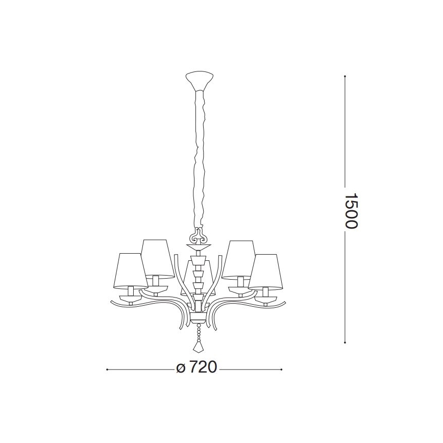 Ideal Lux - Kristallen hanglamp aan een ketting PEGASO 5xE14/28W/230V diameter 72 cm glanzend chroom