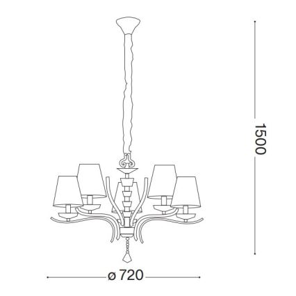 Ideal Lux - Kristallen hanglamp aan een ketting PEGASO 5xE14/28W/230V diameter 72 cm goud