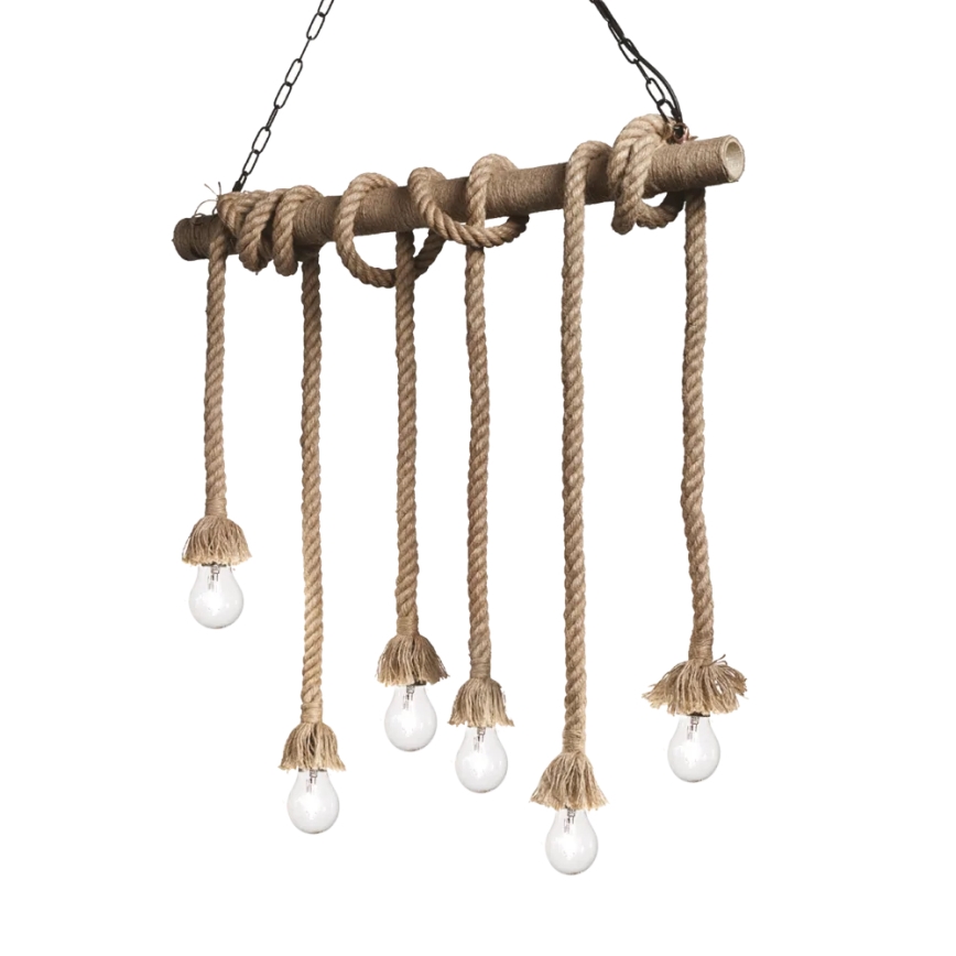 Ideal Lux - Hanglamp aan een koord CANAPA 6xE27/15W/230V bruin