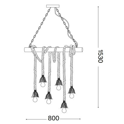 Ideal Lux - Hanglamp aan een koord CANAPA 6xE27/15W/230V bruin