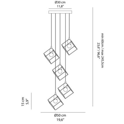 Ideal Lux - Hanglamp aan een koord ICE 5xE27/60W/230V diameter 50 cm wit