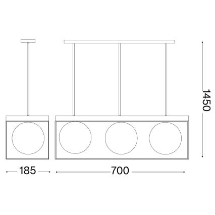 Ideal Lux - Hanglamp aan een koord LINGOTTO 3xE14/28W/230V