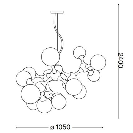 Ideal Lux - Hanglamp aan een koord NODI 15xE14/28W/230V messing