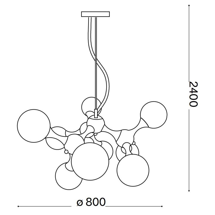 Ideal Lux - Hanglamp aan een koord NODI 9xE14/28W/230V messing